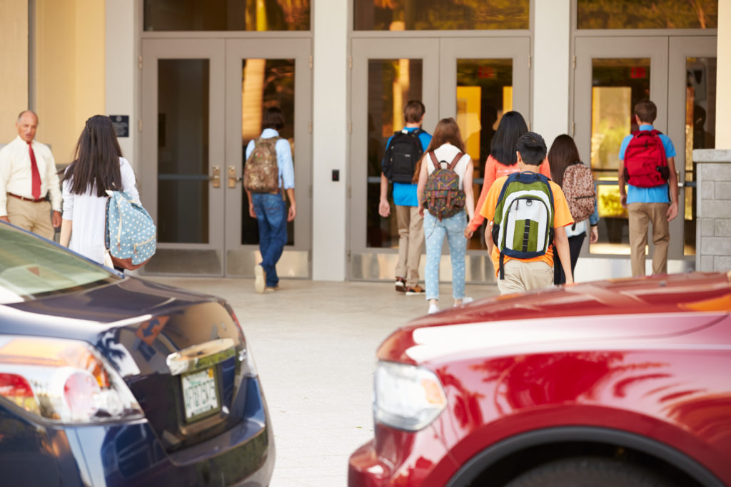 kids walking into school