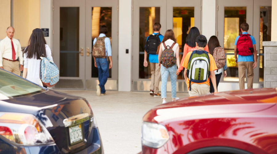 kids walking into school